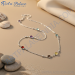 Load image into Gallery viewer, 925 Silver Gemstone Station Necklace | Women&#39;s Daily Wear Jewelry

