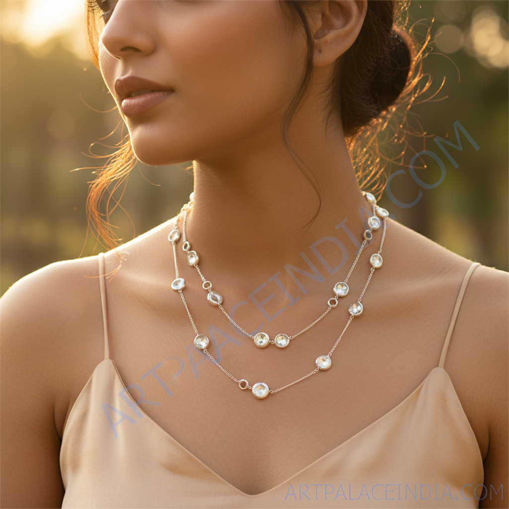 Silver Gemstone Necklace for Women | Daily Wear Jewelry