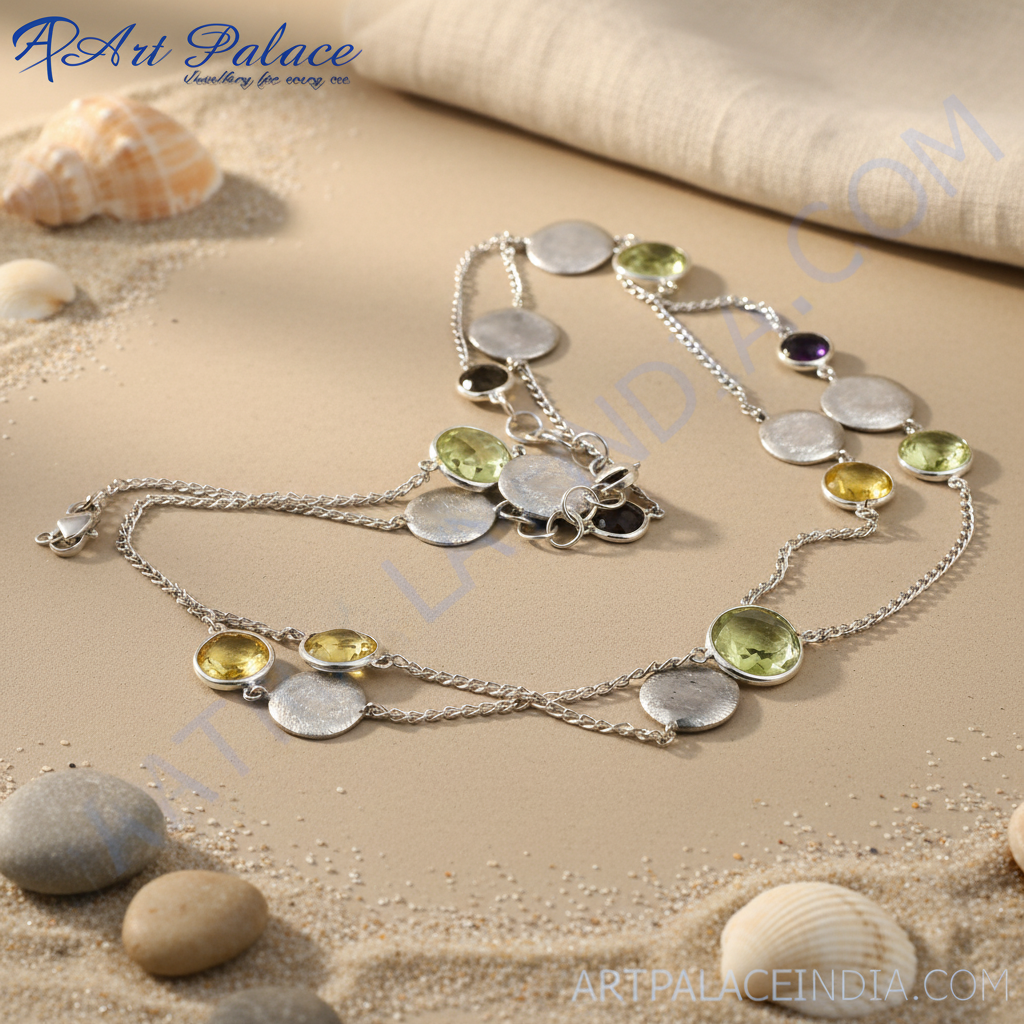 Silver gemstone necklace for women | daily wear jewelry