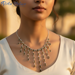 Load image into Gallery viewer, Silver Olive Green Gemstone Necklace | Statement Jewelry for Women
