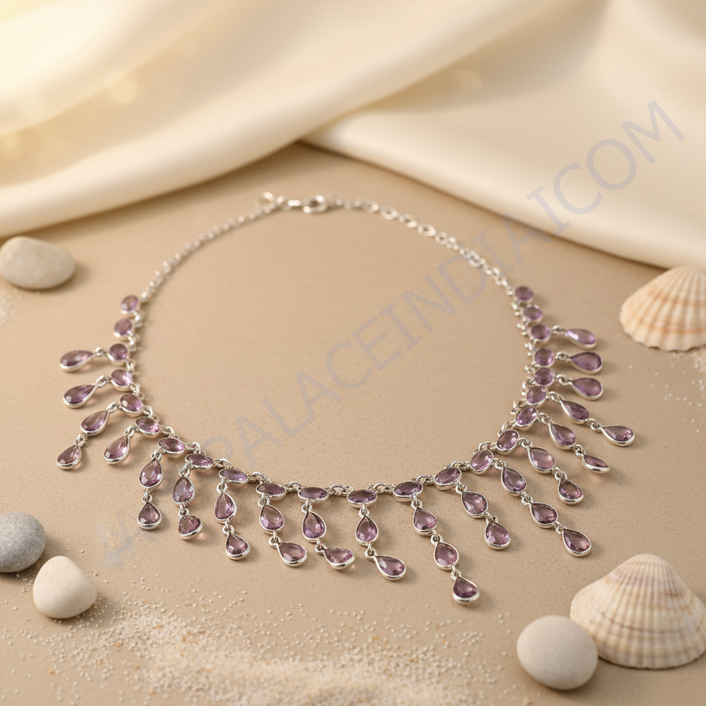 925 Silver Amethyst Necklace for Women | Teardrop Gemstone Jewelry