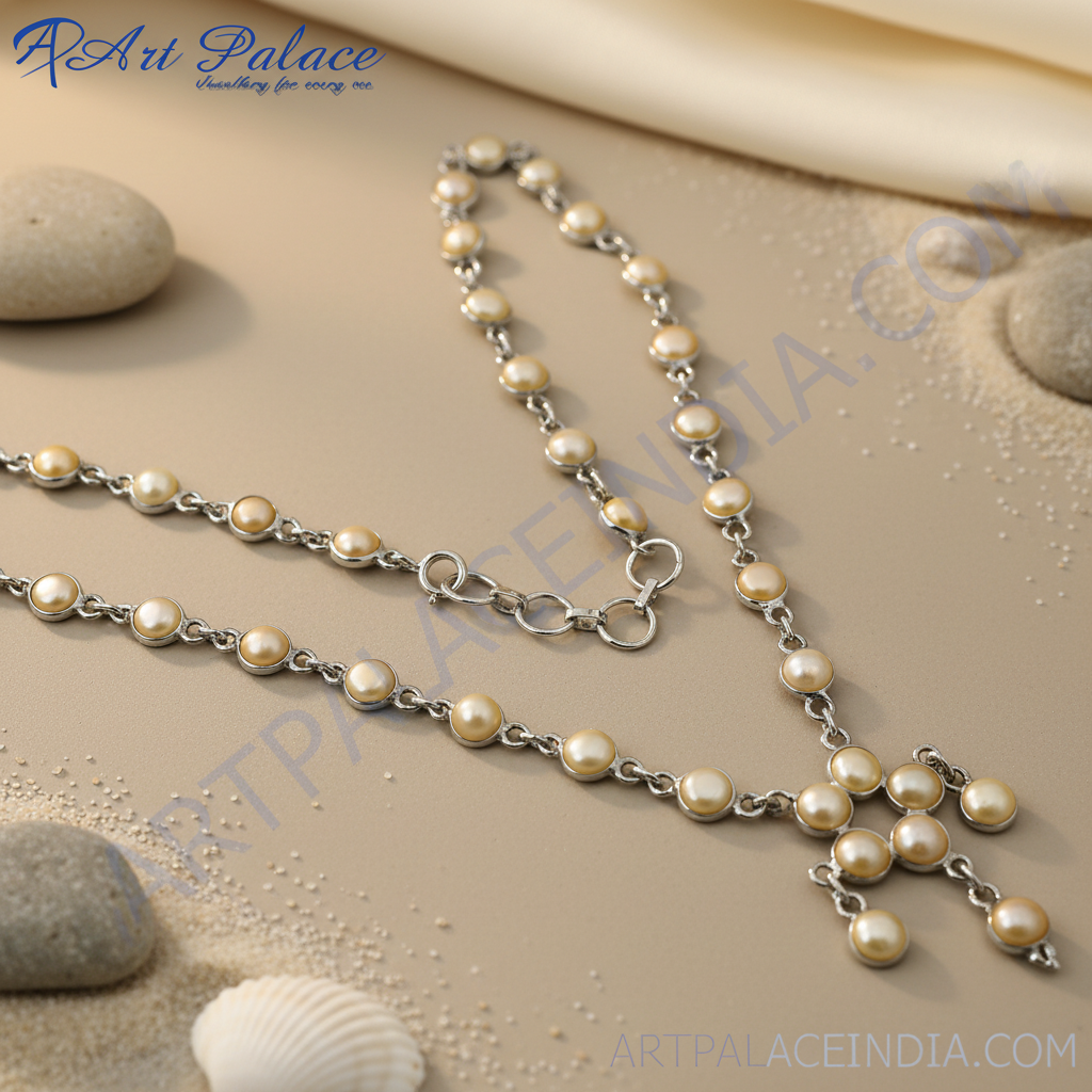 Silver Pearl Necklace | Women's Fashion Jewelry | Gift