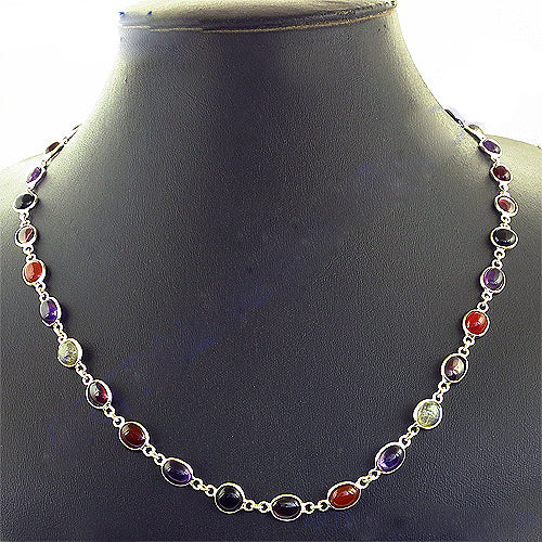 925 Silver Gemstone Necklace for Women | Colorful Daily Wear
