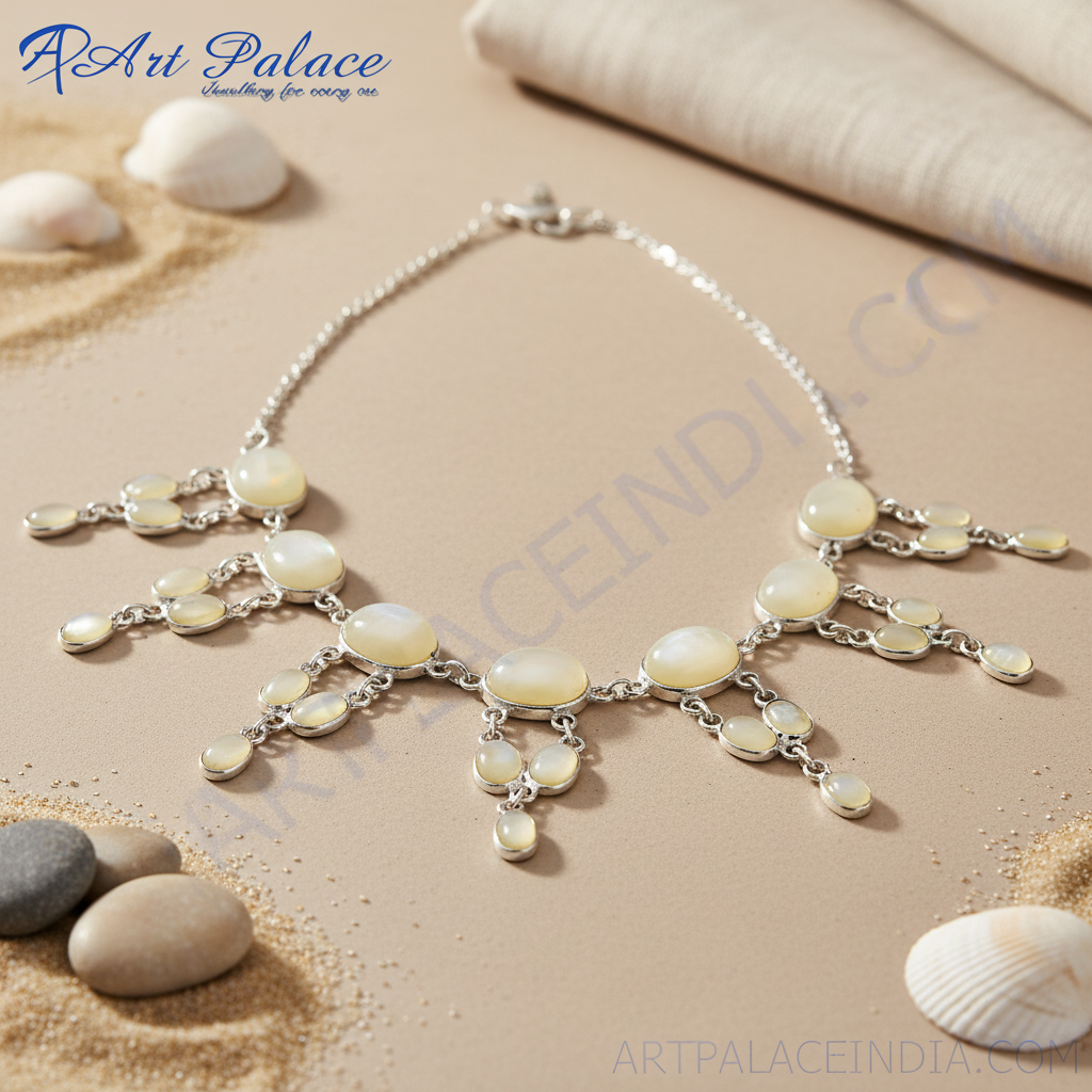 Moonstone Silver Necklace | Dangle Stone for Women | Gift