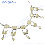 Load image into Gallery viewer, Moonstone silver dangle necklace, featuring light yellow gemstone drops, perfect for women&#39;s fashion jewelry.
