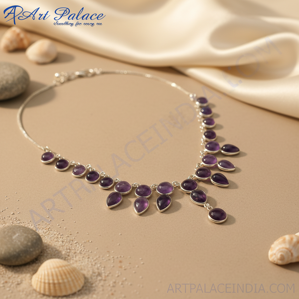 925 silver amethyst necklace for women | gemstone jewelry