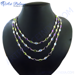 Load image into Gallery viewer, 925 sterling silver layered necklace with multiple colored gemstones, showcasing a vibrant design, suitable for all occasions.
