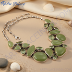 Load image into Gallery viewer, 925 Sterling Silver Green Stone Necklace | Statement Jewelry
