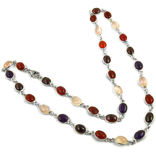 925 Silver Gemstone Necklace for Women | Colorful Stone Jewelry