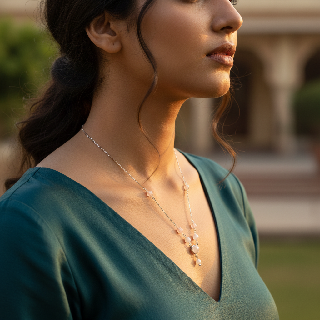 925 Silver Lapis Lazuli Bead Necklace for Women | Gemstone Jewelry