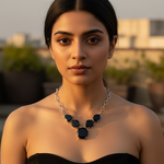 Load image into Gallery viewer, Silver Black Gemstone Necklace | Statement Jewelry for Women
