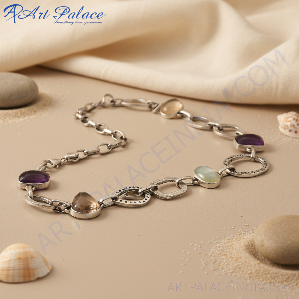 925 Silver Gemstone Chain Necklace for Women | Fashion Jewelry