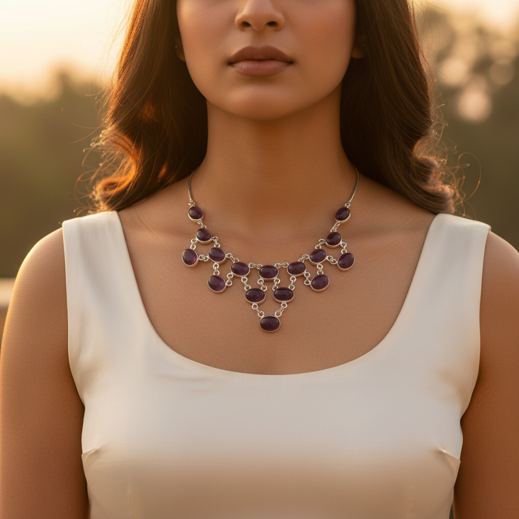 925 Silver Amethyst Necklace for Women | Gemstone Jewelry