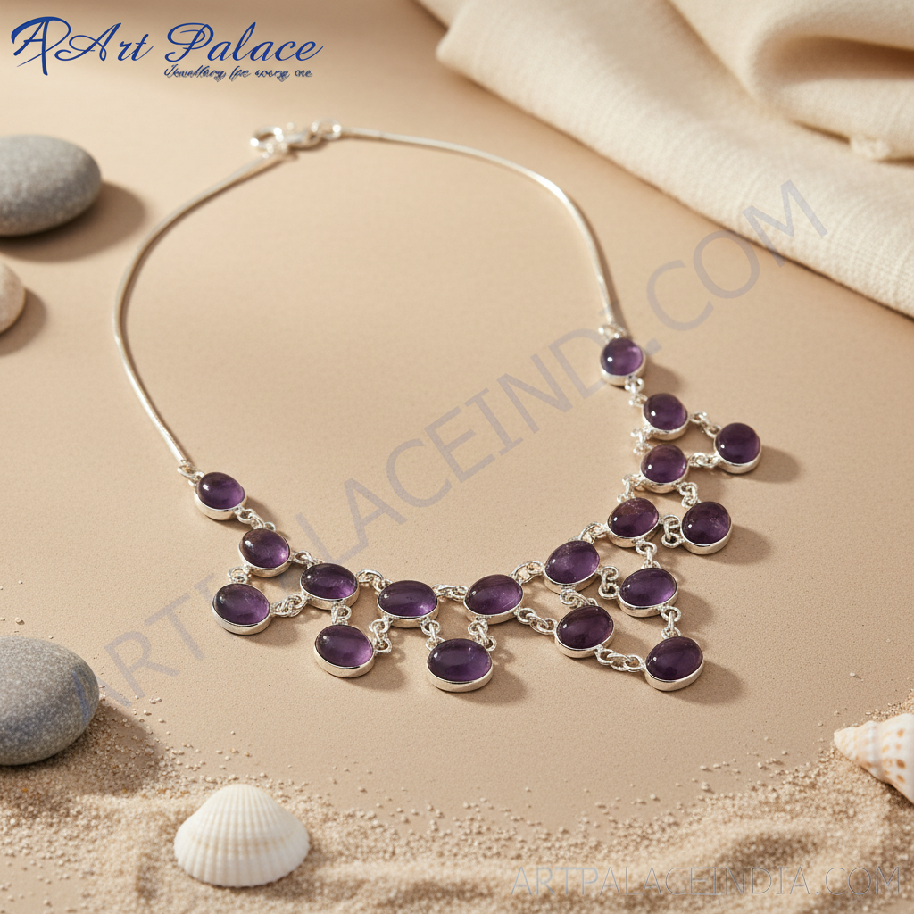 925 Silver Amethyst Necklace for Women | Gemstone Jewelry