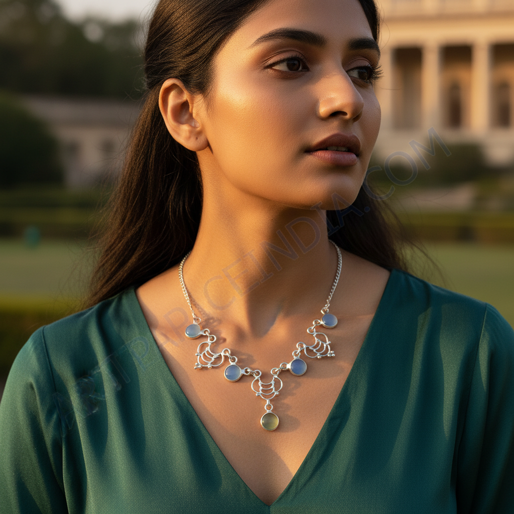 925 Silver Chalcedony Necklace for Women | Gemstone Jewelry