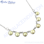 Load image into Gallery viewer, Sterling silver necklace featuring freshwater pearls, a delicate and elegant design for women.
