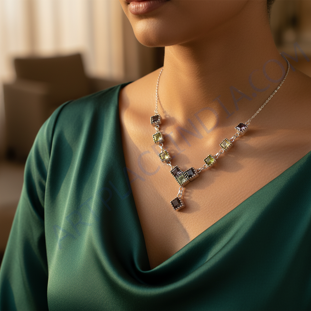 925 Silver Gemstone Necklace for Women | Daily Wear Jewelry