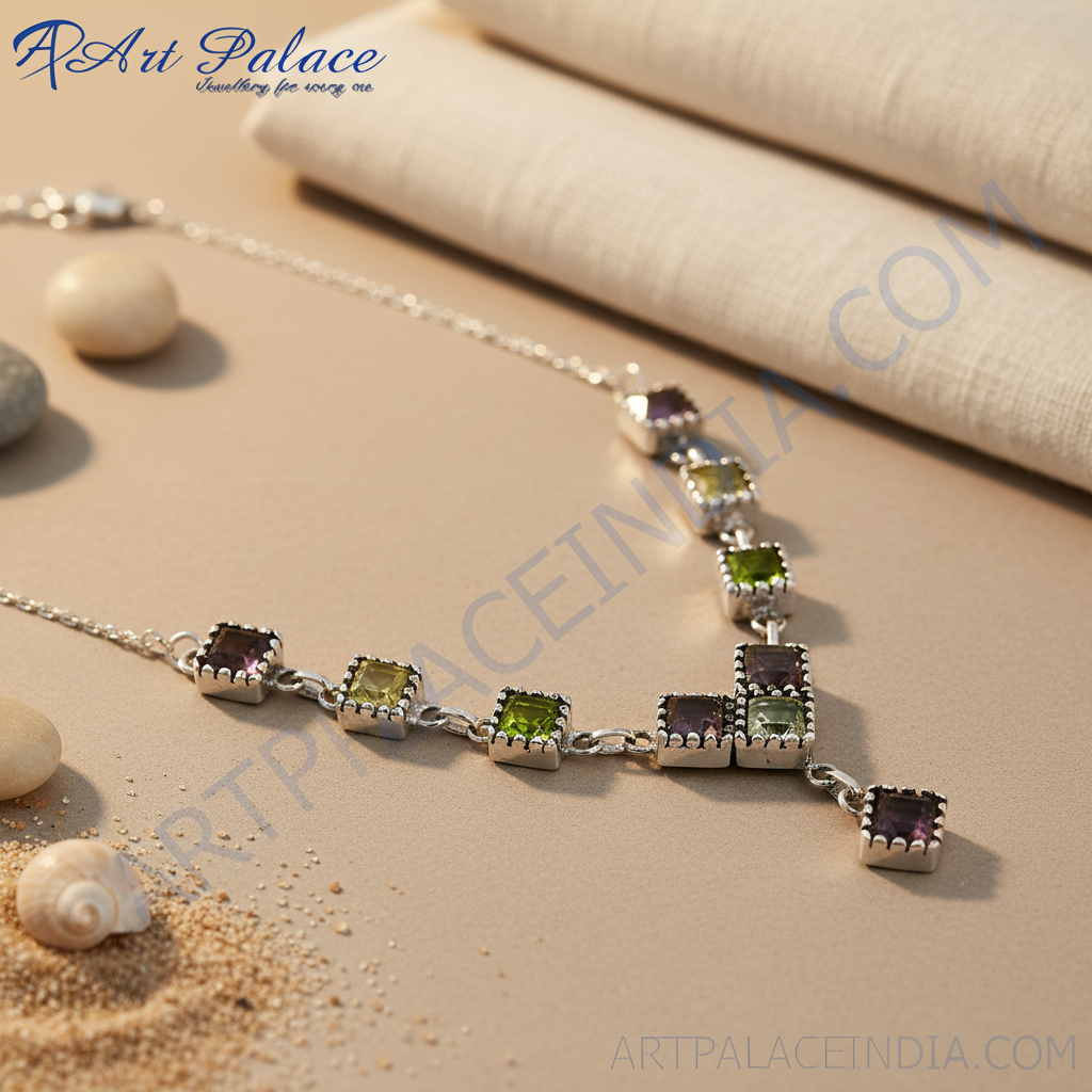 925 Silver Gemstone Necklace for Women | Daily Wear Jewelry