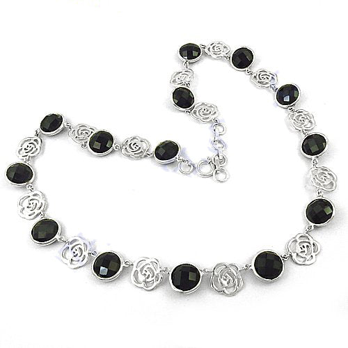 925 Silver Black Onyx Rose Necklace | Women's Fashion Jewelry