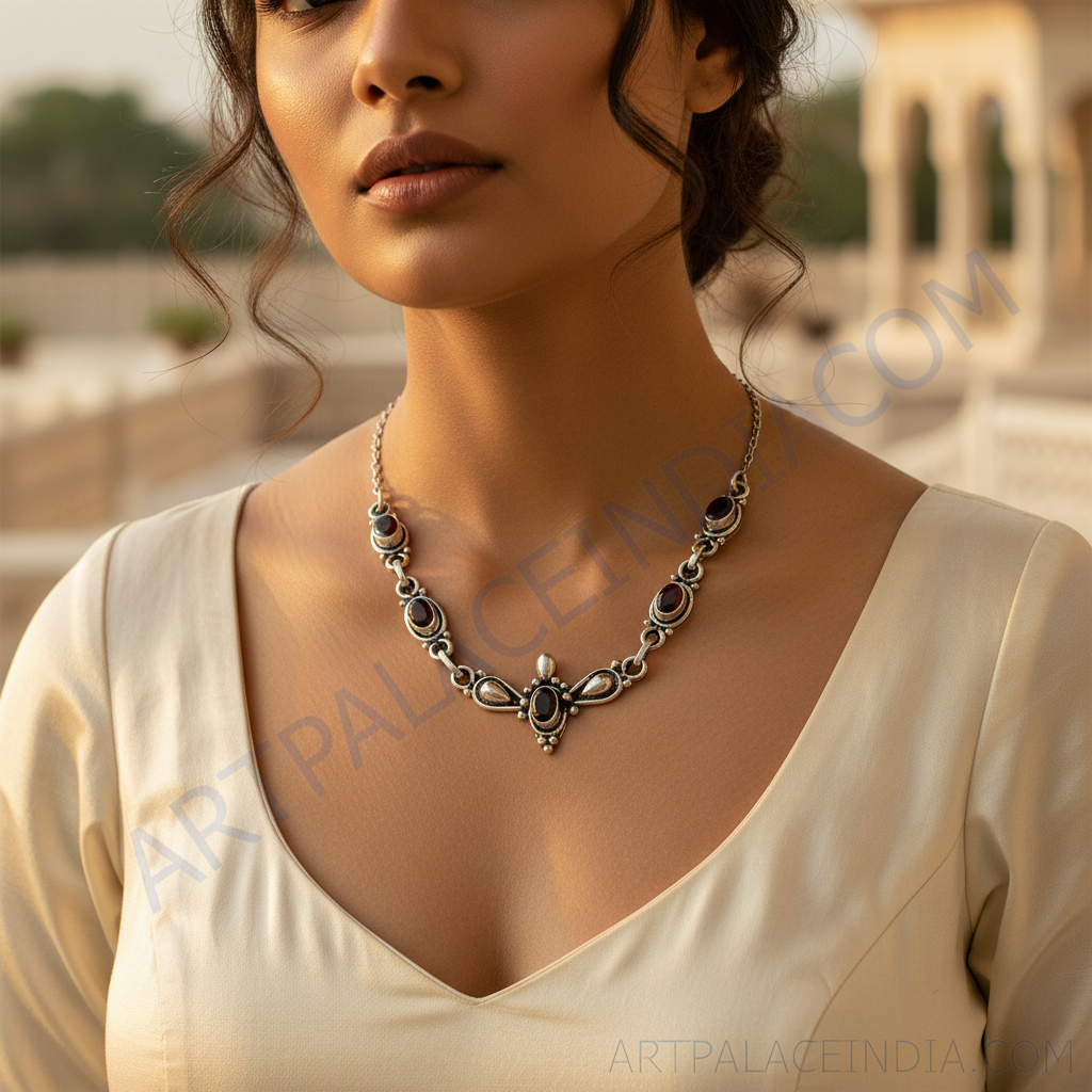 925 Silver Garnet Necklace for Women | Gemstone Jewelry