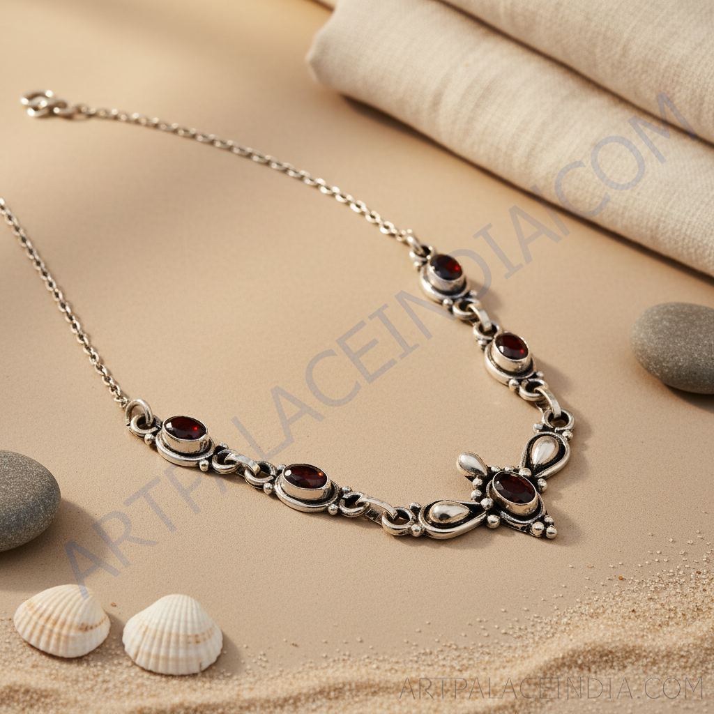 925 silver garnet necklace for women | gemstone jewelry