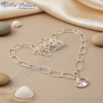 Load image into Gallery viewer, Silver Chain Necklace with Oval Pendant for Women
