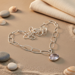 Load image into Gallery viewer, Silver Chain Necklace with Oval Pendant for Women
