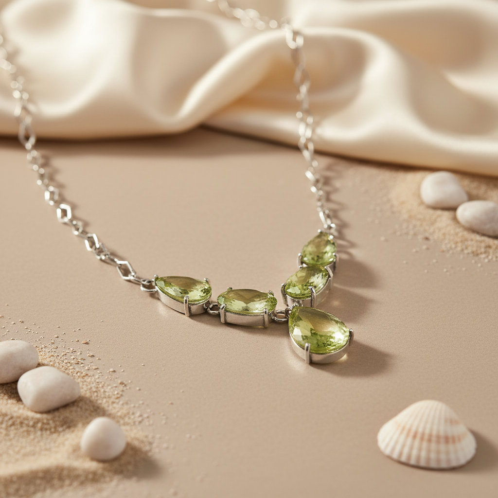 Silver Green Peridot Necklace | Women's Gemstone Jewelry