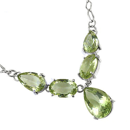 Silver Green Peridot Necklace | Women's Gemstone Jewelry