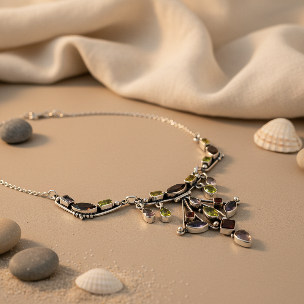 925 Silver Gemstone Necklace for Women | Statement Jewelry