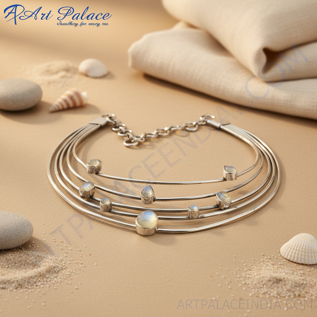 925 silver moonstone choker necklace for women | gemstone jewelry