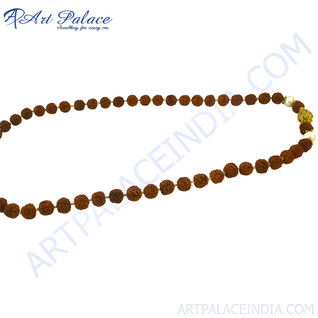 Rudraksha Mala necklace, natural brown beads, spiritual jewelry for men and women.