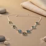 Load image into Gallery viewer, 925 Silver Green Gemstone Necklace for Women | Daily Wear
