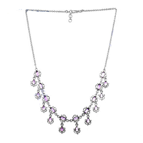 925 Silver Amethyst Necklace for Women | Teardrop Gemstone Jewelry