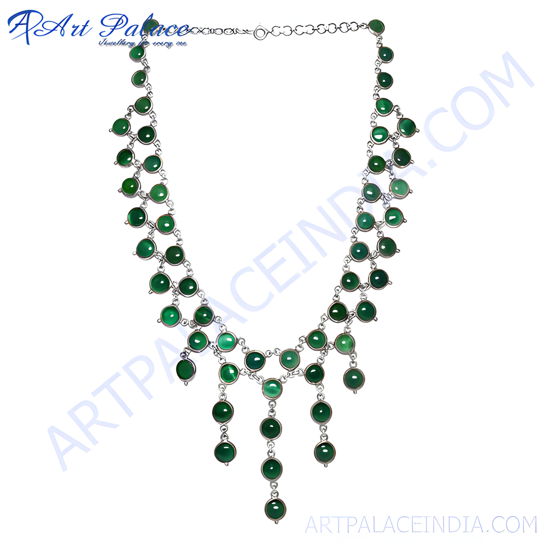 925 sterling silver dangle necklace featuring multiple green gemstones, perfect for any occasion.