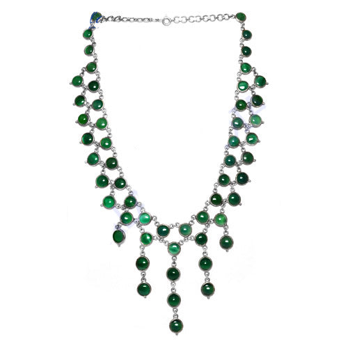 925 Silver Green Gemstone Necklace for Women | Dangle Jewelry