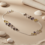 Load image into Gallery viewer, 925 Silver Gemstone Station Necklace for Women | Daily Wear

