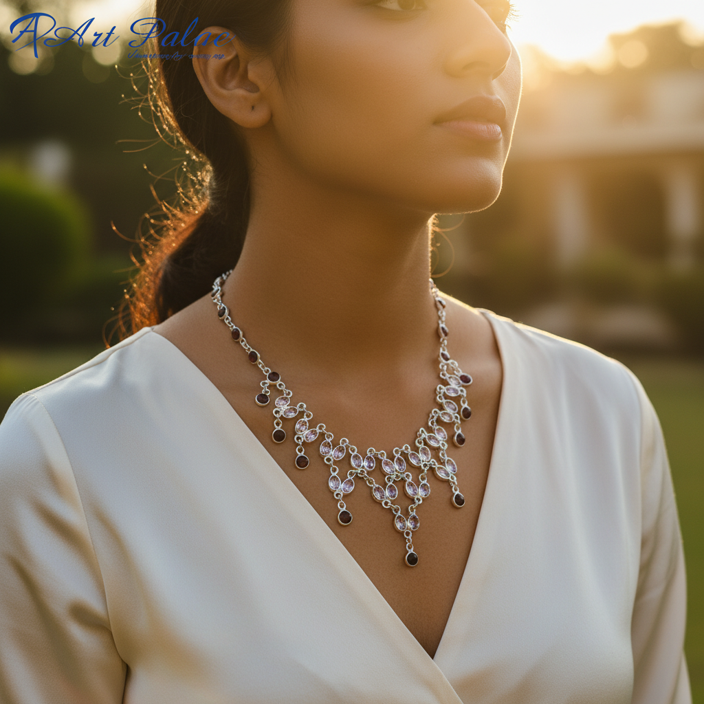 925 Silver Gemstone Necklace for Women | Statement Jewelry