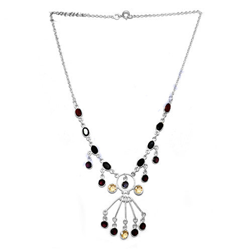 925 Silver Multi-Gemstone Necklace for Women | Statement Jewelry
