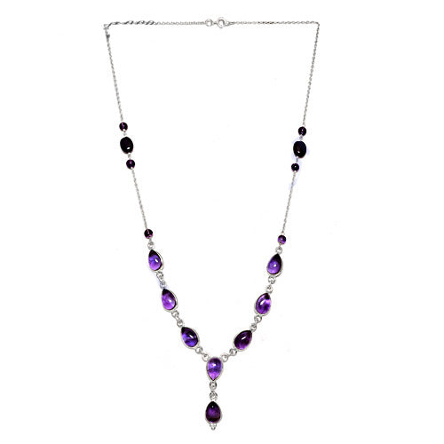 925 Silver Amethyst Necklace for Women | Teardrop Gemstone Jewelry