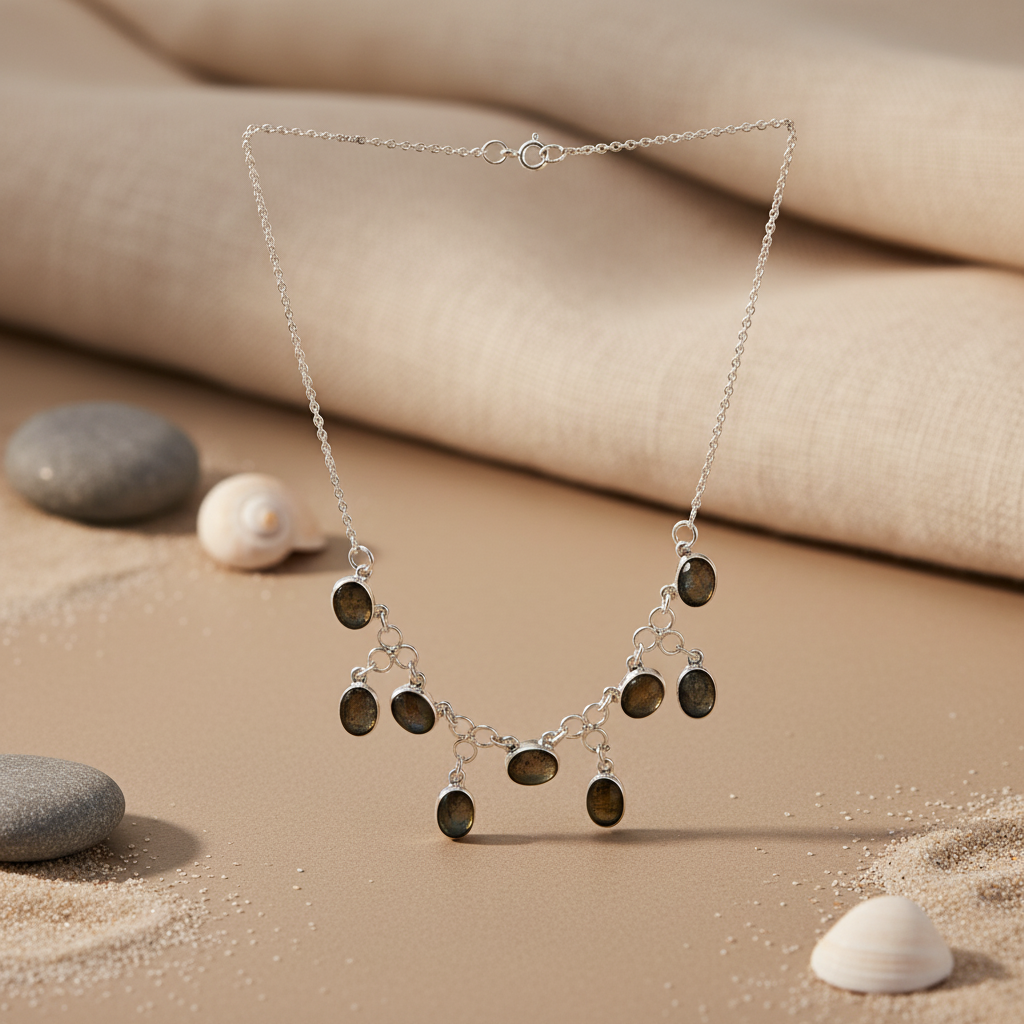 925 Silver Labradorite Necklace for Women | Gemstone Jewelry