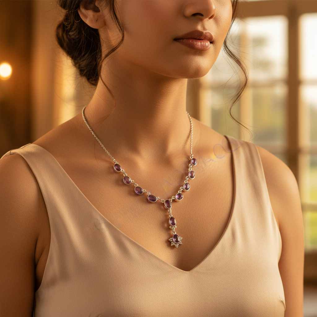 925 Silver Amethyst Necklace for Women | Gemstone Jewelry Gift