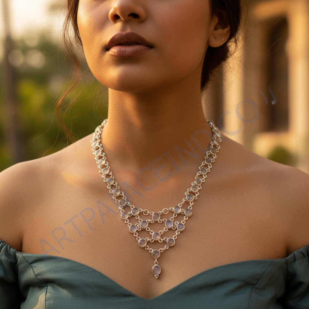 925 Silver Moonstone Necklace for Women | Statement Jewelry