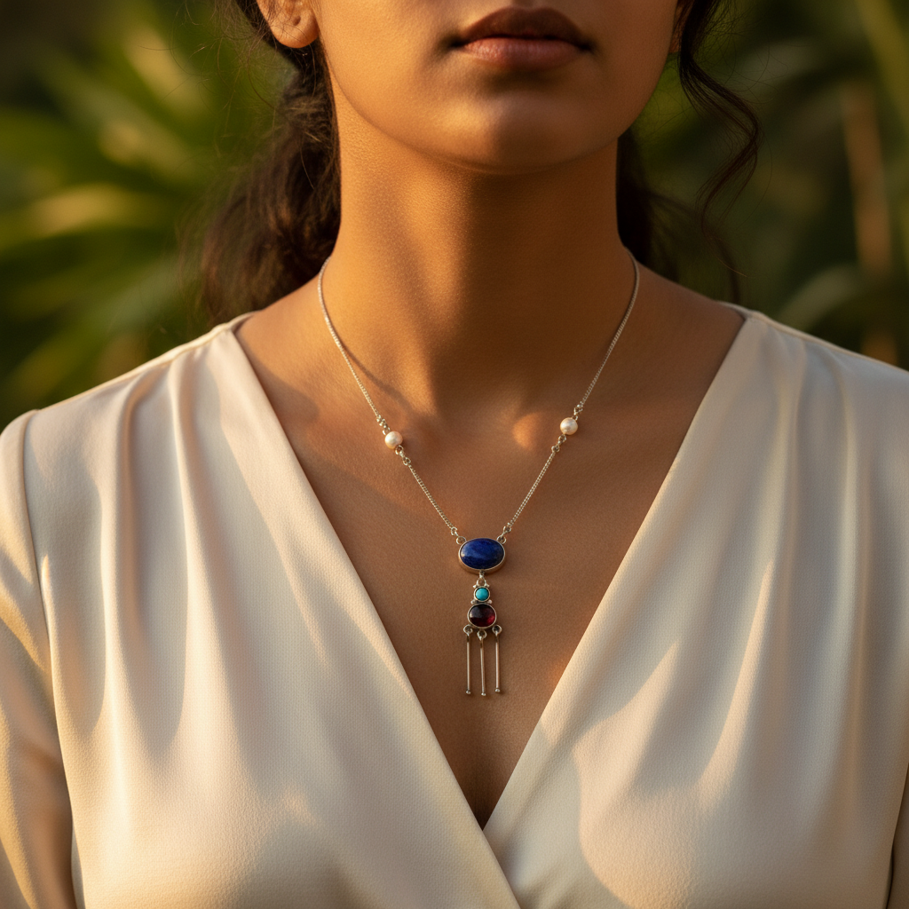 925 Silver Gemstone Pendant Necklace for Women | Fashion Jewelry