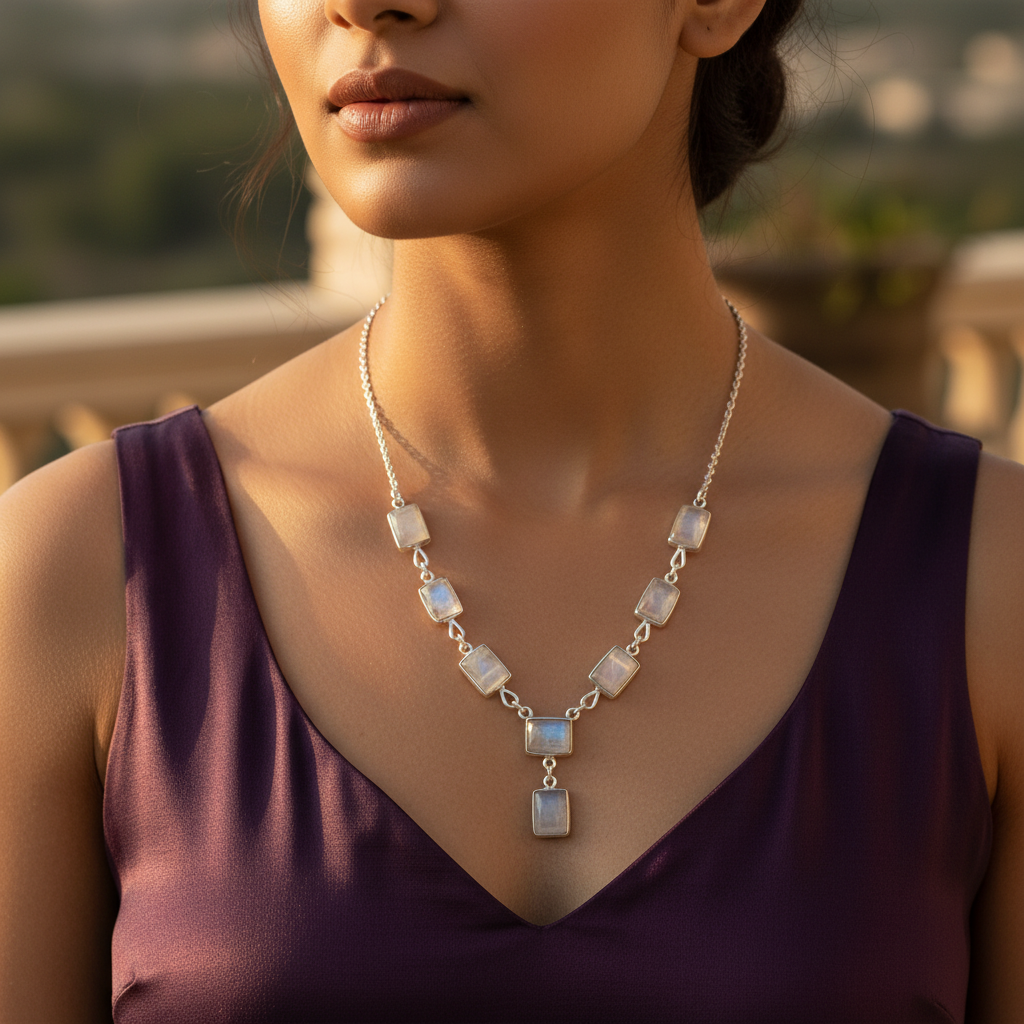 925 Silver Moonstone Necklace for Women | Gemstone Jewelry Gift