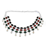Load image into Gallery viewer, Silver Gemstone Necklace | Multi-Stone Choker for Women
