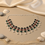 Load image into Gallery viewer, Silver Gemstone Necklace | Multi-Stone Choker for Women
