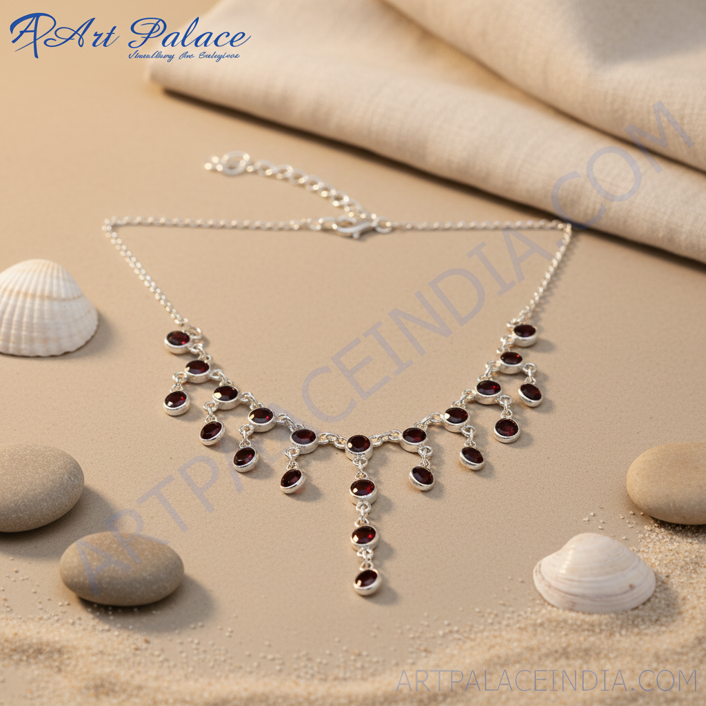 925 silver garnet gemstone necklace for women | gift jewelry