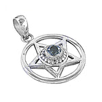 将图像加载到图库查看器中， 925 Silver Pentagram Pendant with Gemstone | Witchcraft Jewelry

