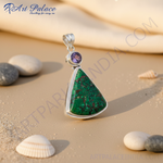 Load image into Gallery viewer, 925 Silver Chrysocolla &amp; Amethyst Pendant for Women | Gift
